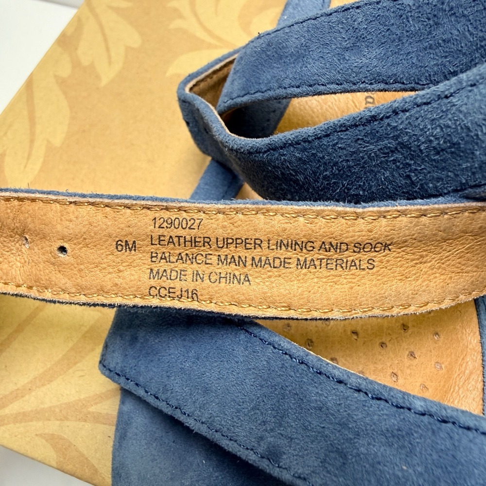 Sofft Innis Denim Blue‎ Suede Strappy Wedge Sandals 1290027 Womens US 6 EU 37 - Picture 8 of 10